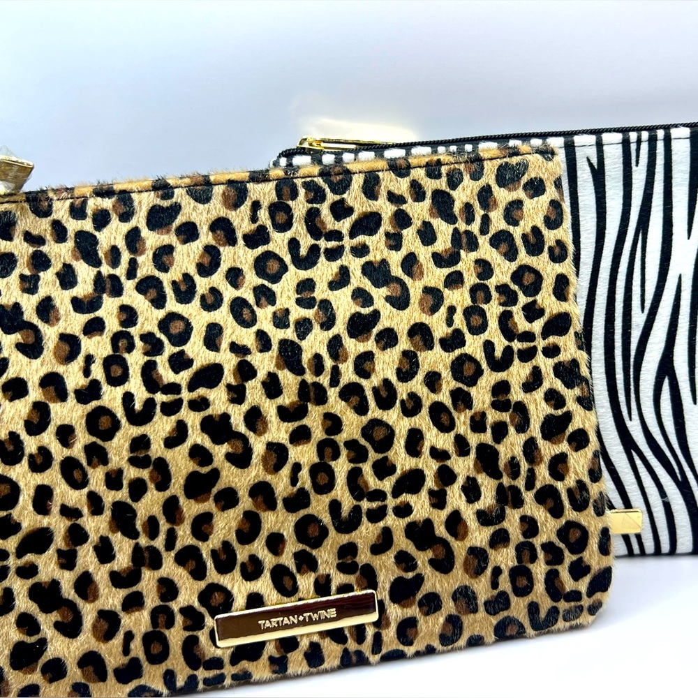 Tartan + Twine makeup bag: cheetah print